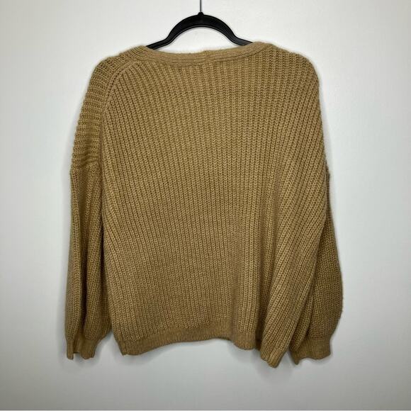 NWT BODEN Chunky Fluffy V-Neck Sweater Camel Melange Tan 6 - Picture 4 of 7